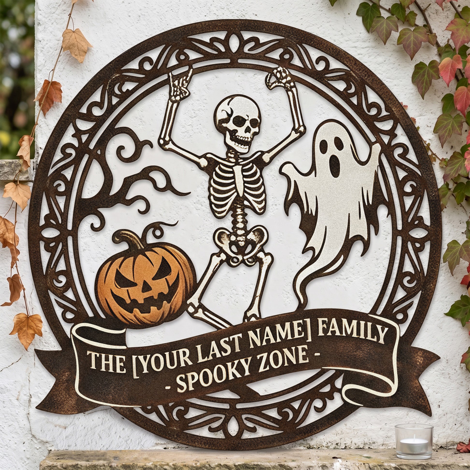 Personalized Spooky Zone Family Halloween Sign lifestyle