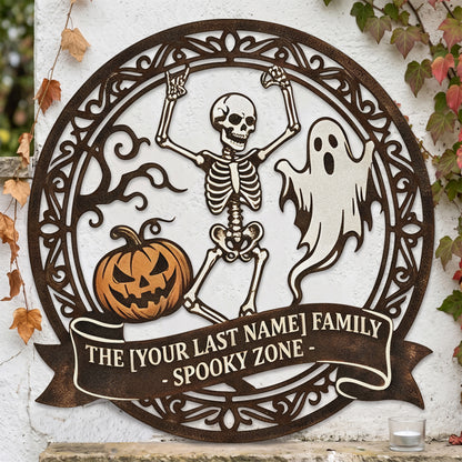 Personalized Spooky Zone Family Halloween Sign lifestyle