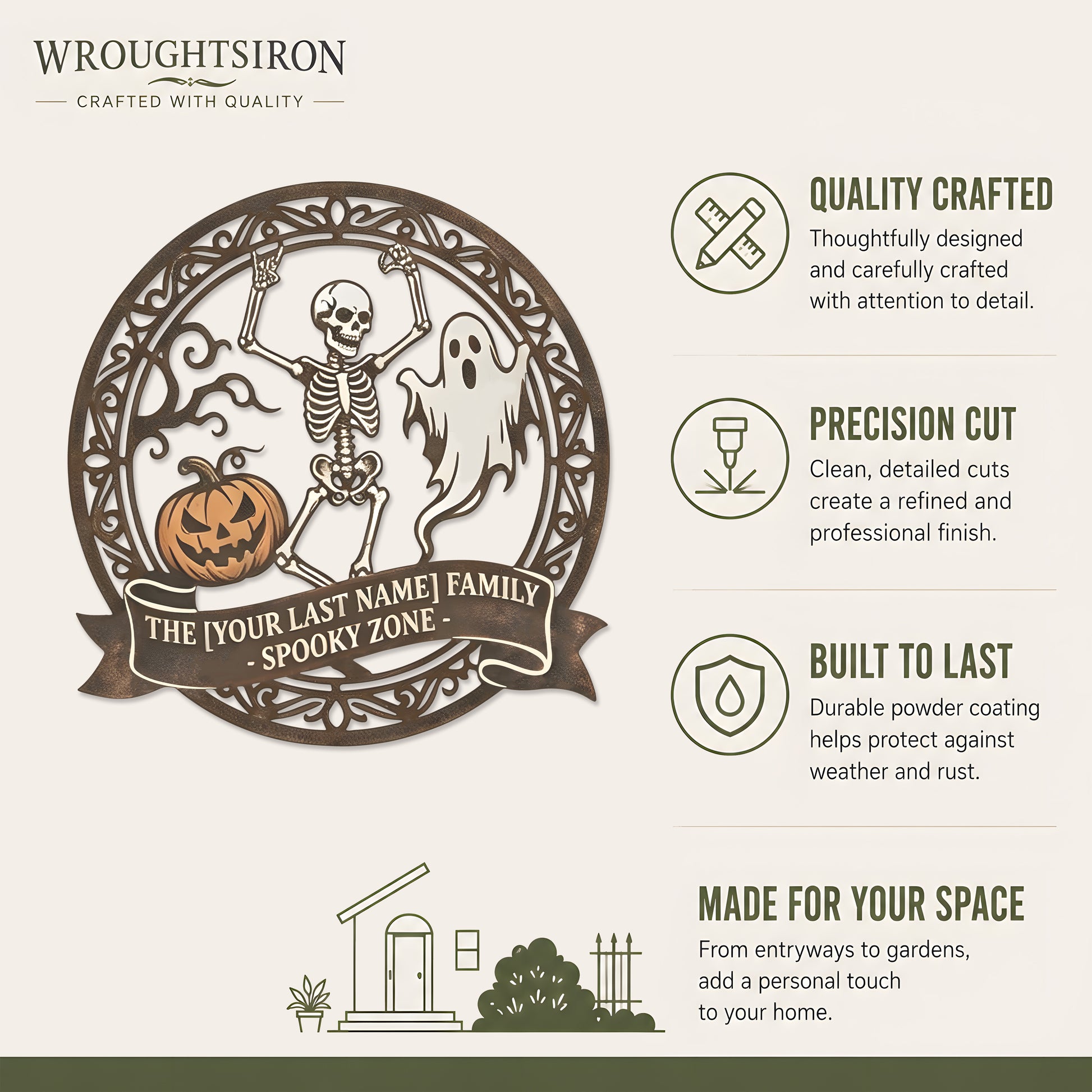 Personalized Spooky Zone Family Halloween Sign product details