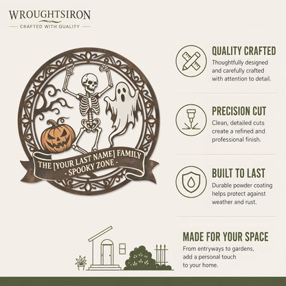 Personalized Spooky Zone Family Halloween Sign product details
