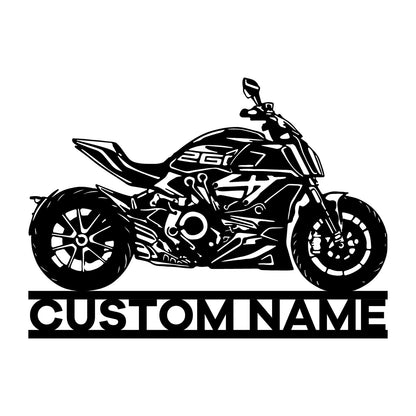 Custom Ducati X Diavel Motorcycle Metal Wall Art With LED Lights