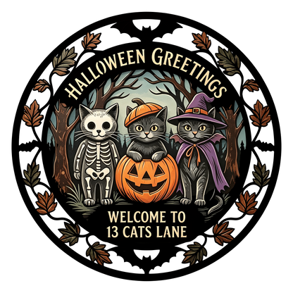 Halloween Greetings 13 Cats Lane garden stake design