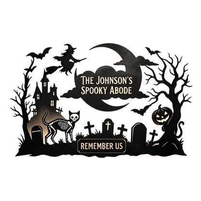 Personalized Spooky Abode Halloween Garden Stake design