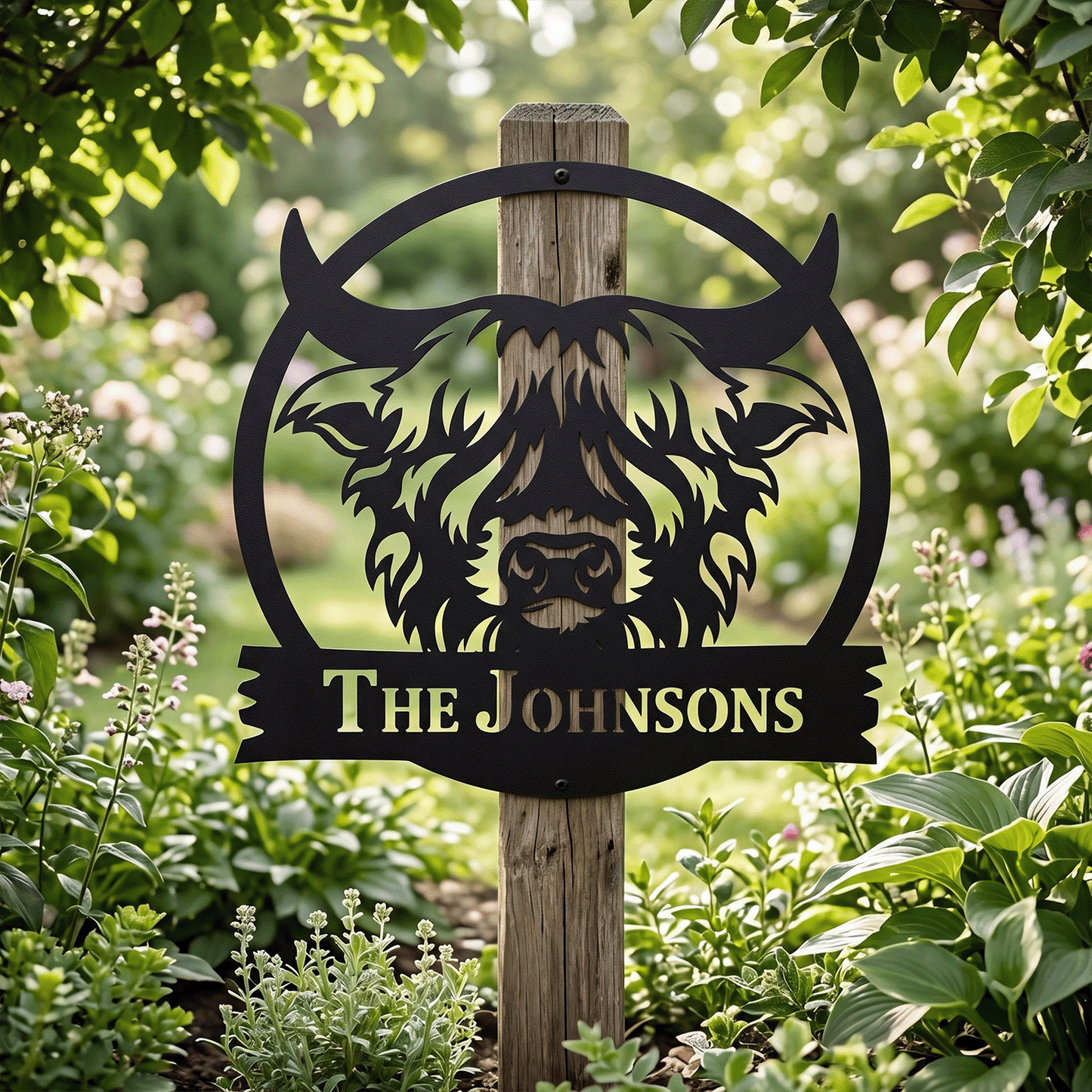 Personalized Highland Cow Metal Monogram
