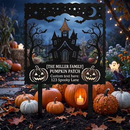 Personalized Pumpkin Patch Family Halloween Yard Sign outdoor scene