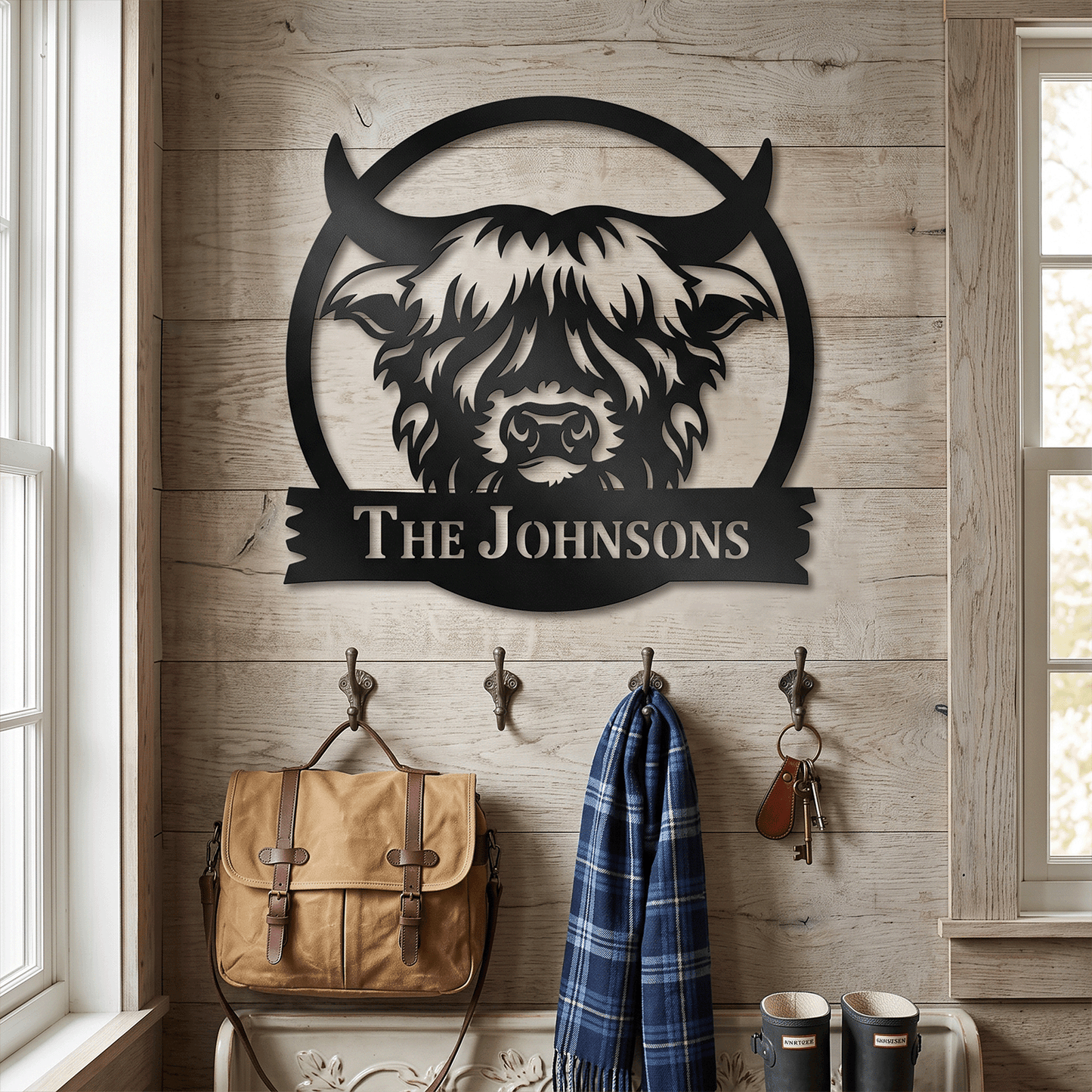Personalized Highland Cow Metal Monogram