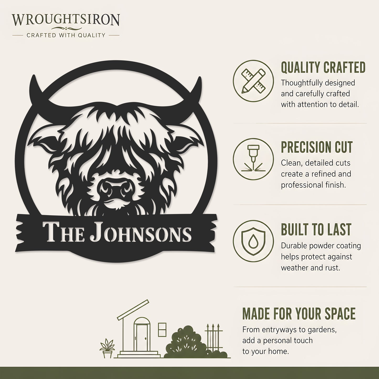Personalized Highland Cow Metal Monogram
