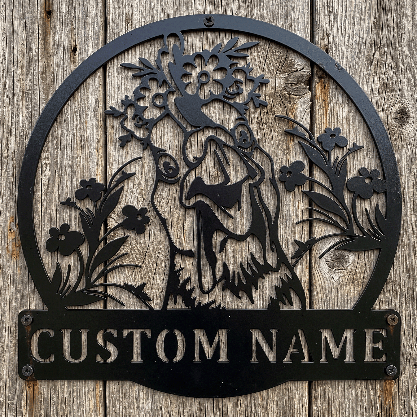 Custom Floral Chicken Metal Wall Art