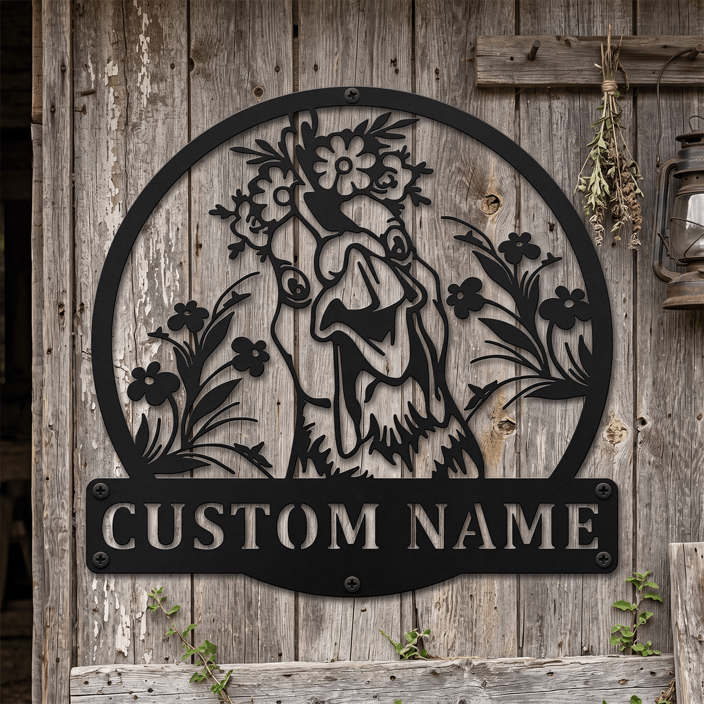 Custom Floral Chicken Metal Wall Art