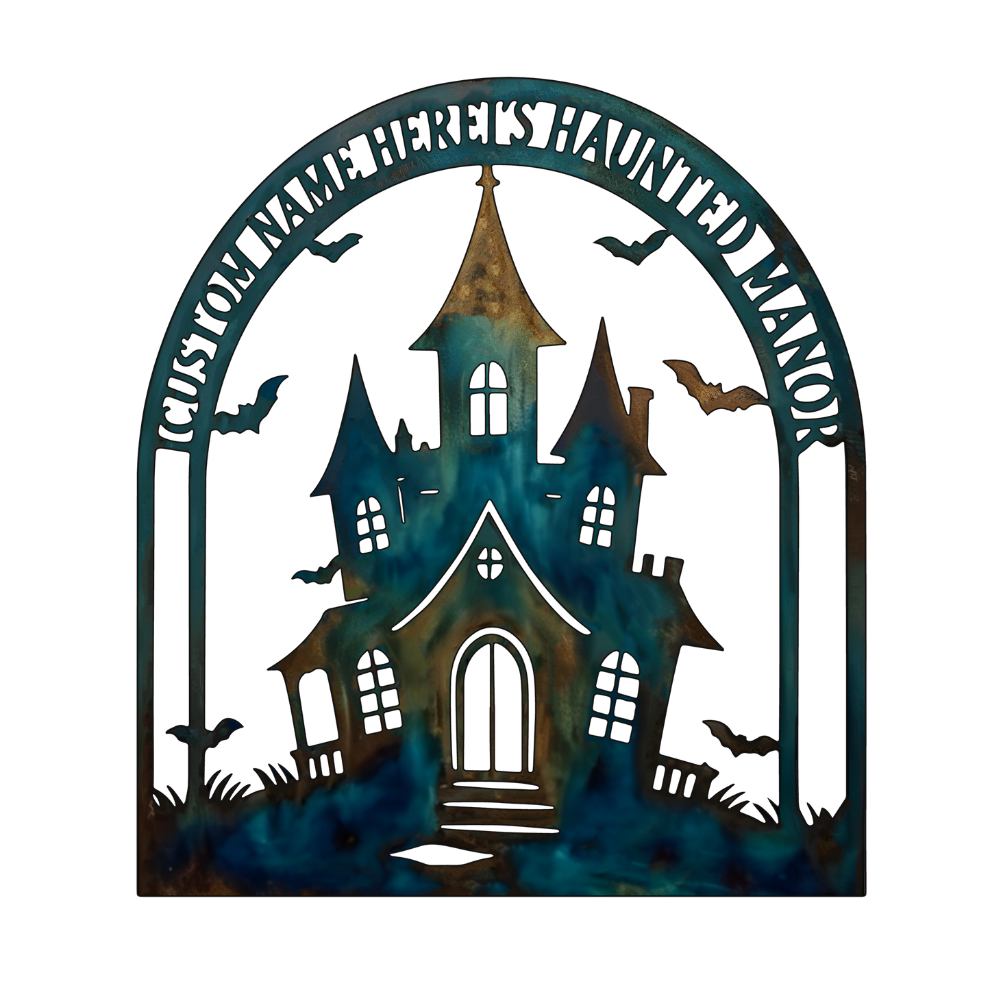 Personalized Haunted Manor Halloween Garden Sign design