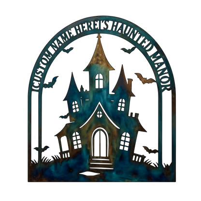 Personalized Haunted Manor Halloween Garden Sign design