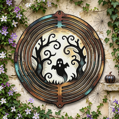 Ghost Moon Halloween Garden Spinner outdoor scene