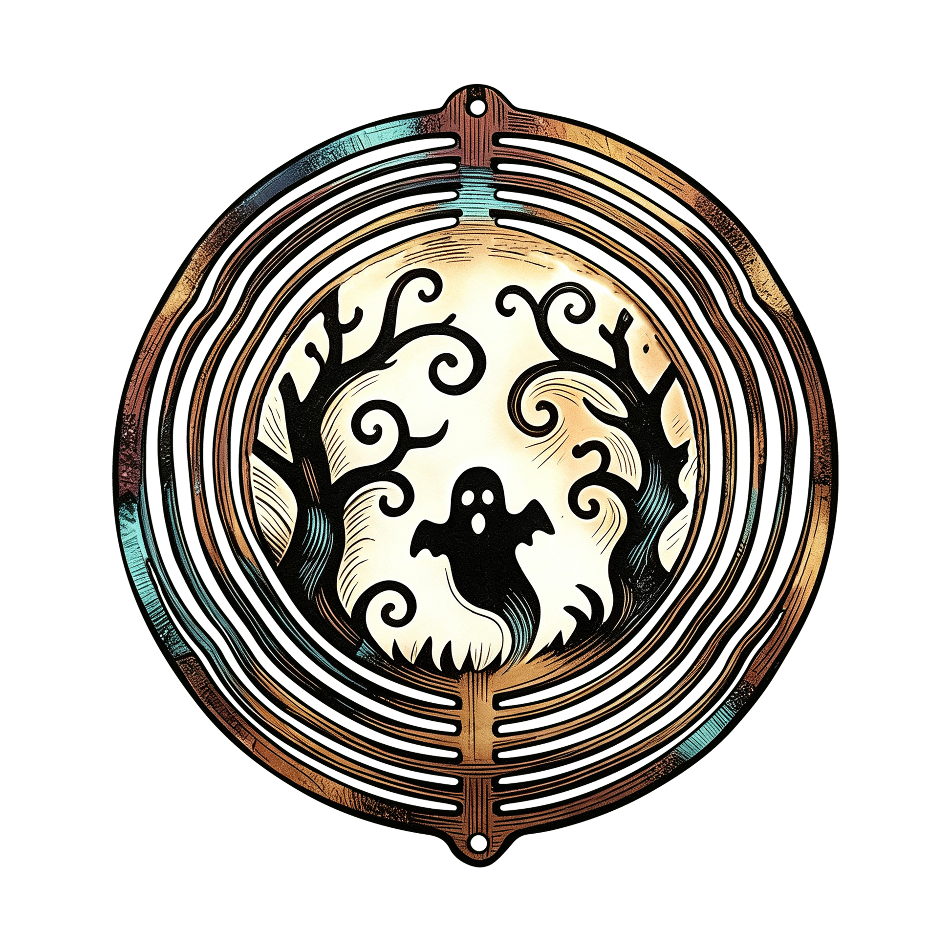 Ghost Moon Halloween Garden Spinner design