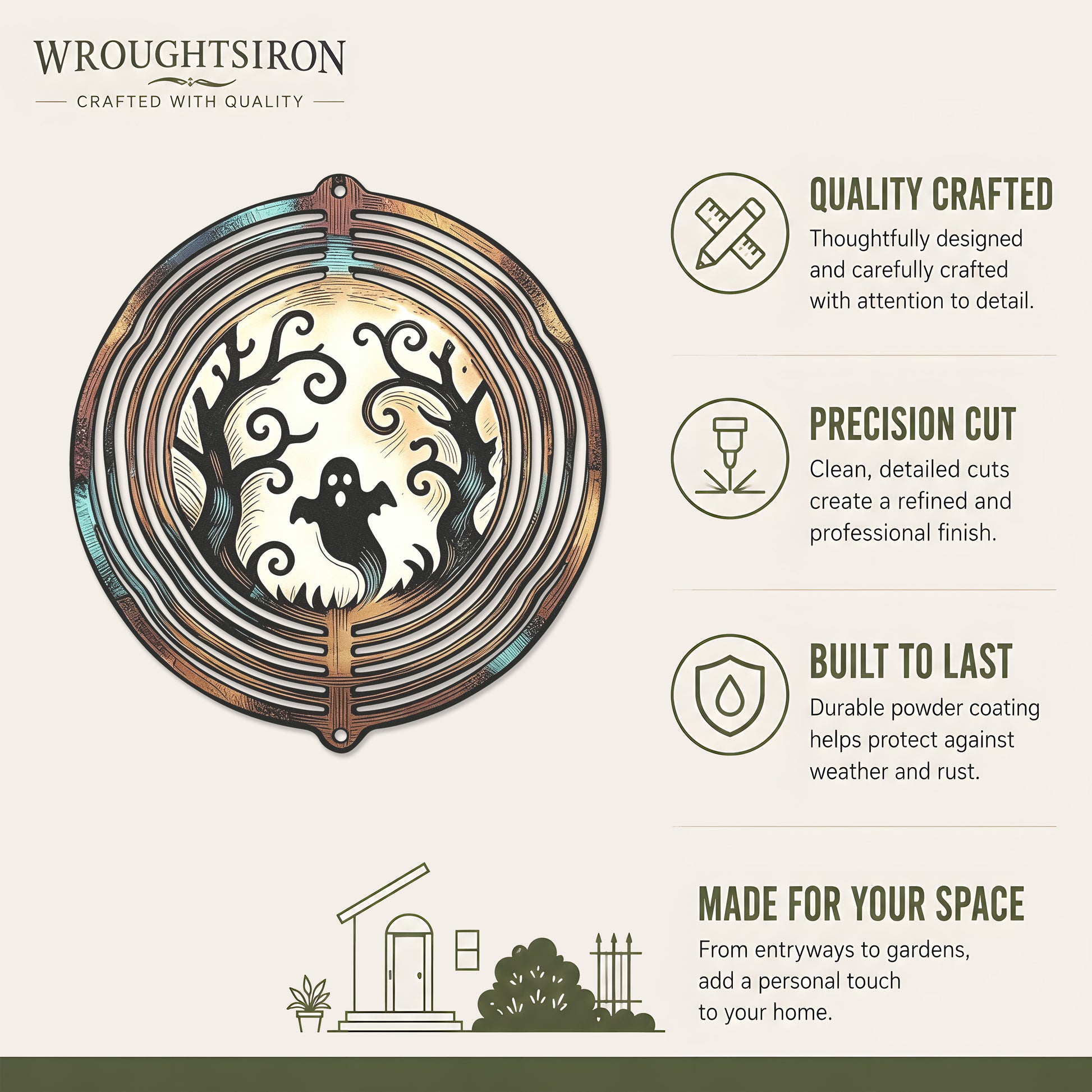 Ghost Moon Halloween Garden Spinner product details