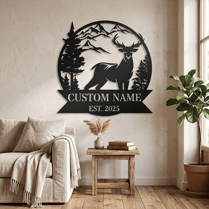 Custom Deer Cabin Metal Sign