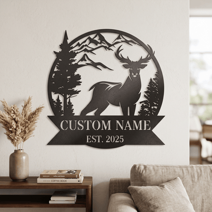 Custom Deer Cabin Metal Sign