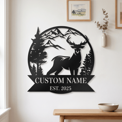 Custom Deer Cabin Metal Sign