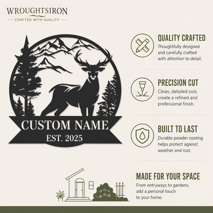 Custom Deer Cabin Metal Sign