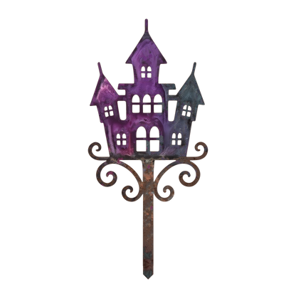 Purple Haunted Castle Halloween Garden Stake design