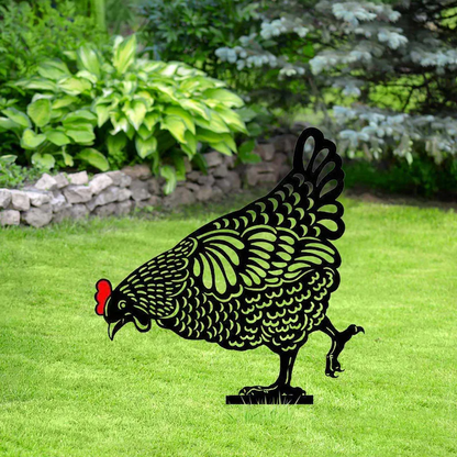 Garden Art-Metal Chicken Stake