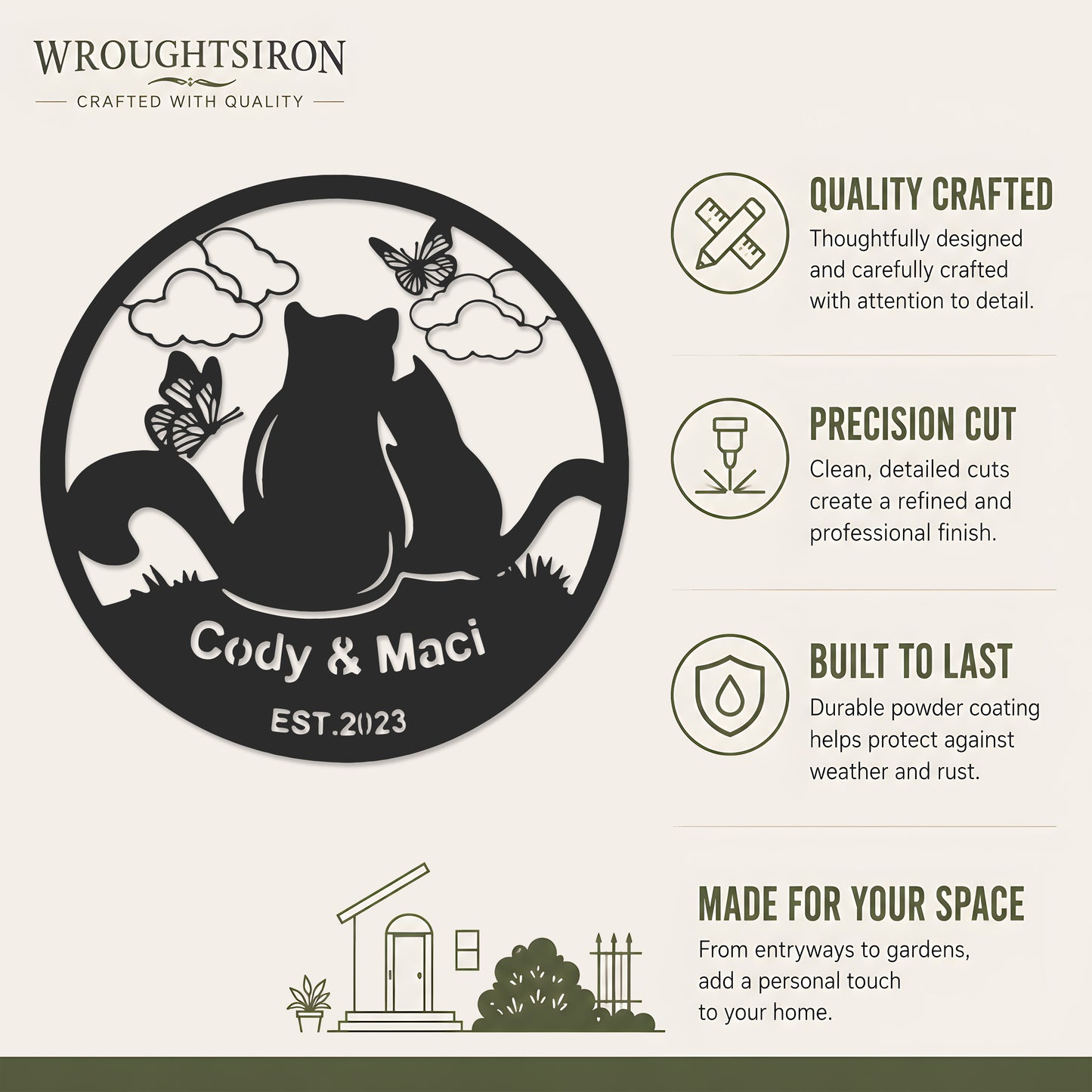 Custom Couple Cat Metal Wall Art