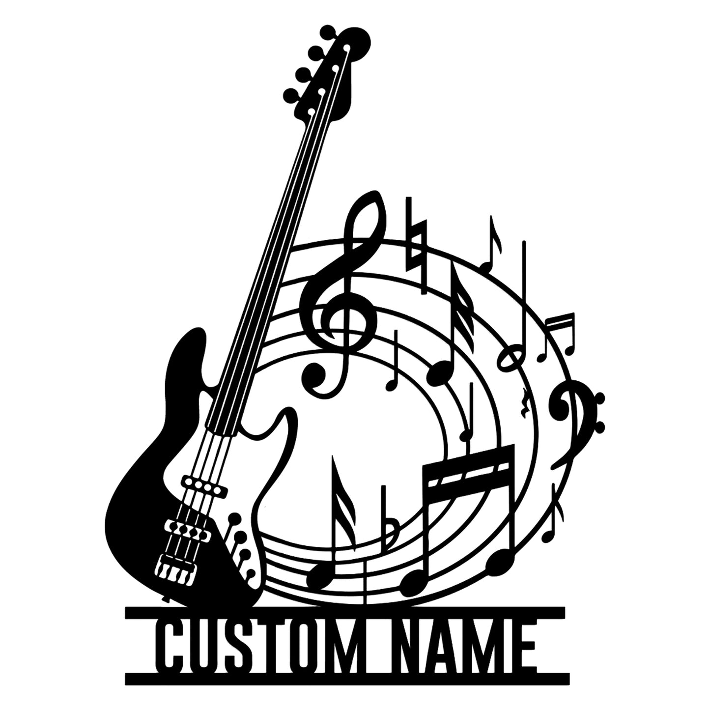 Custom Name Bass Guitar Metal Sign LED Lights