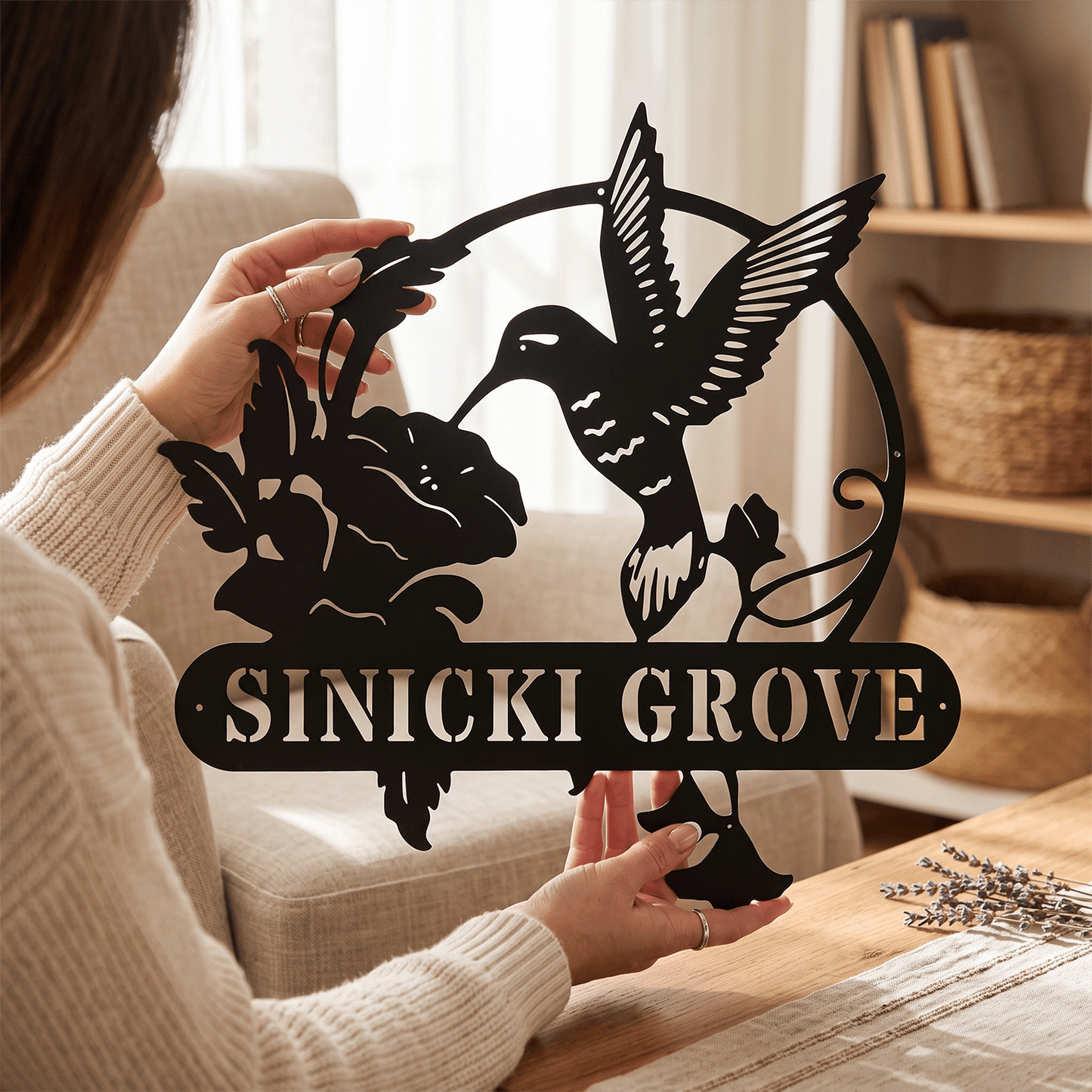 Hummingbird Monogram - Metal Sign