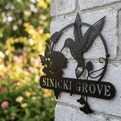 Hummingbird Monogram - Metal Sign