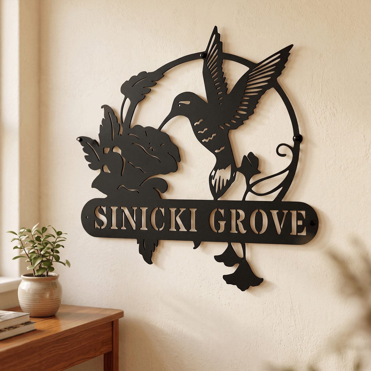 Hummingbird Monogram - Metal Sign