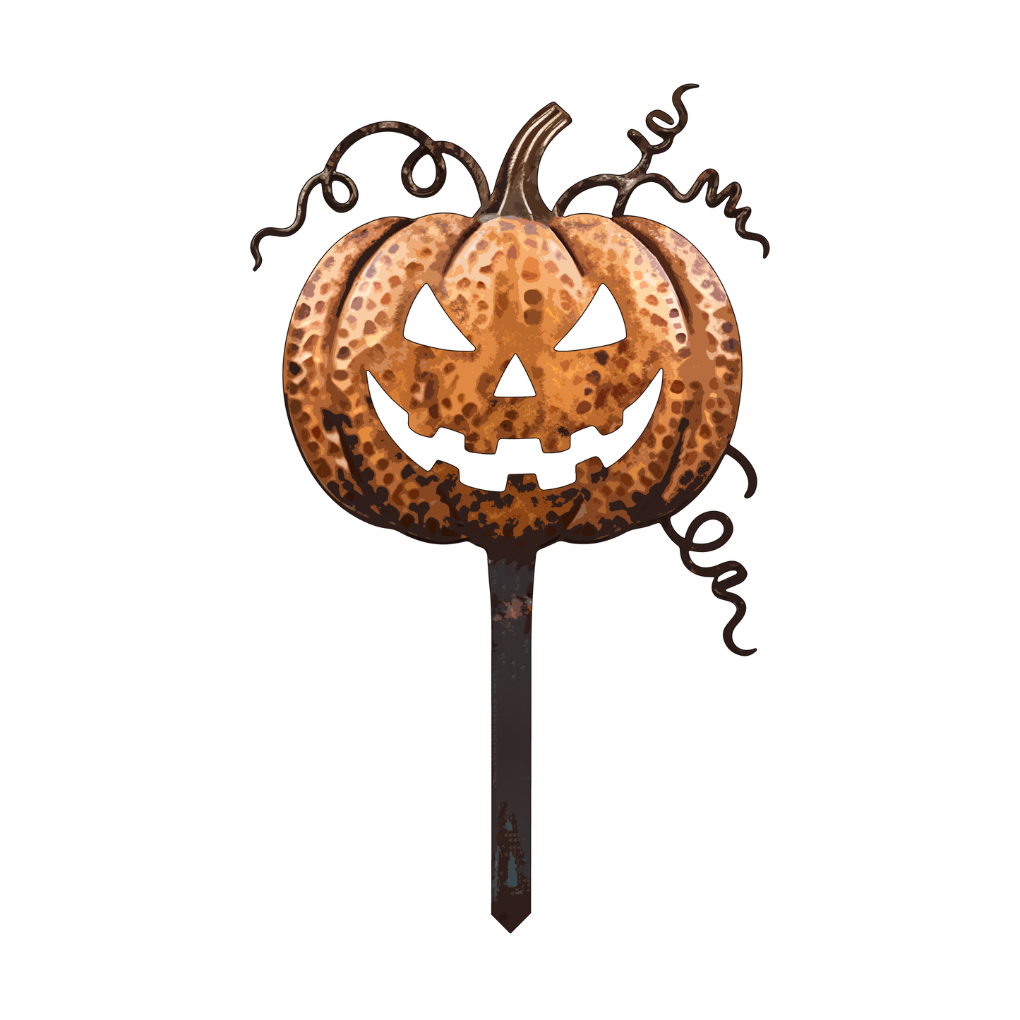 Rusted Jack-O-Lantern Pumpkin Garden Stake design