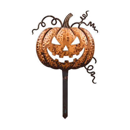 Rusted Jack-O-Lantern Pumpkin Garden Stake design