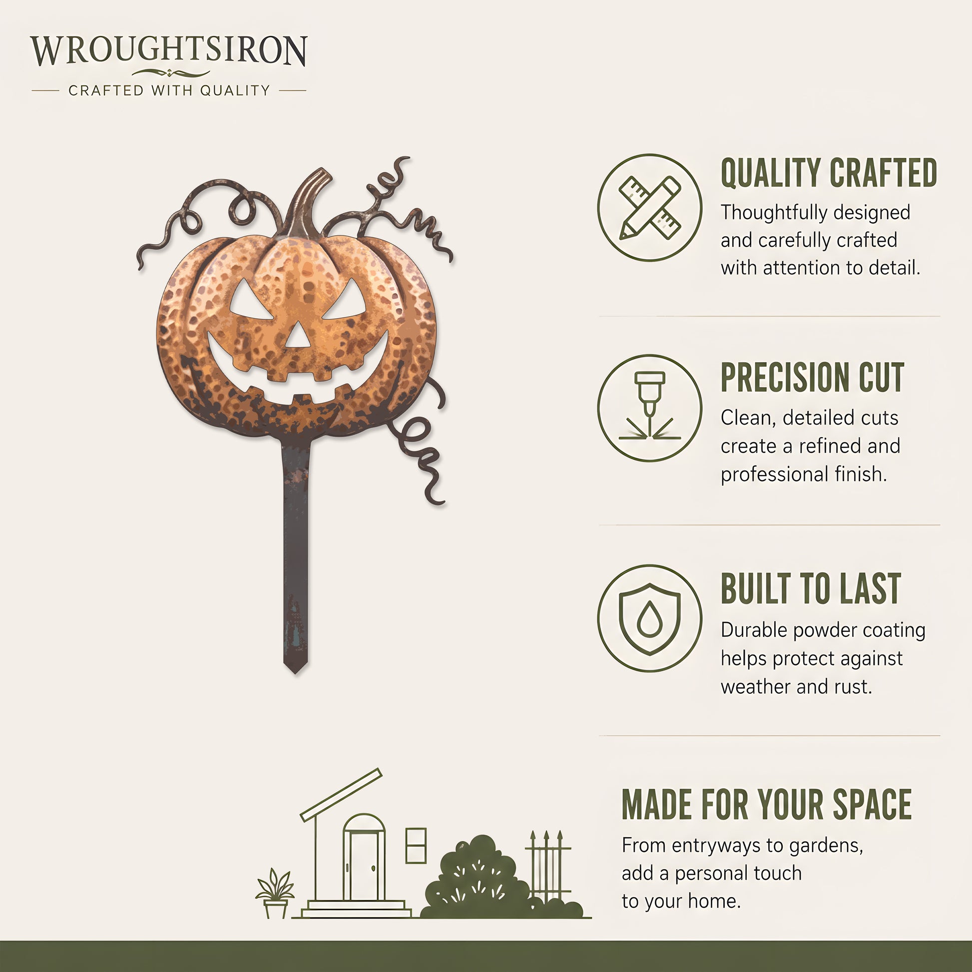 Rusted Jack-O-Lantern Pumpkin Garden Stake product details