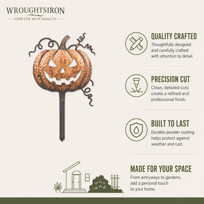 Rusted Jack-O-Lantern Pumpkin Garden Stake product details
