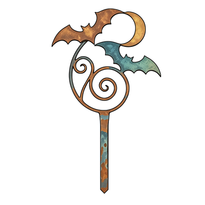 Bat & Crescent Moon Halloween Garden Stake design