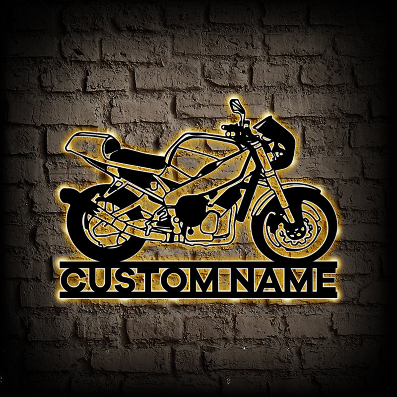 Custom Yamaha Motorcycle Metal Wall Art With LED Lights