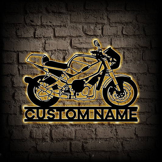 Custom Yamaha Motorcycle Metal Wall Art With LED Lights