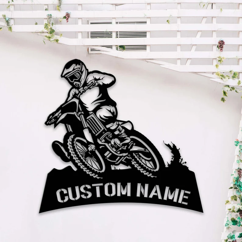 Custom Dirt Bike Metal Sign with Led Light