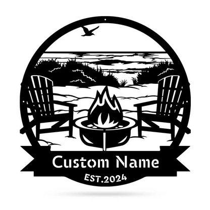 Personalized Campfire Monogram Metal Sign