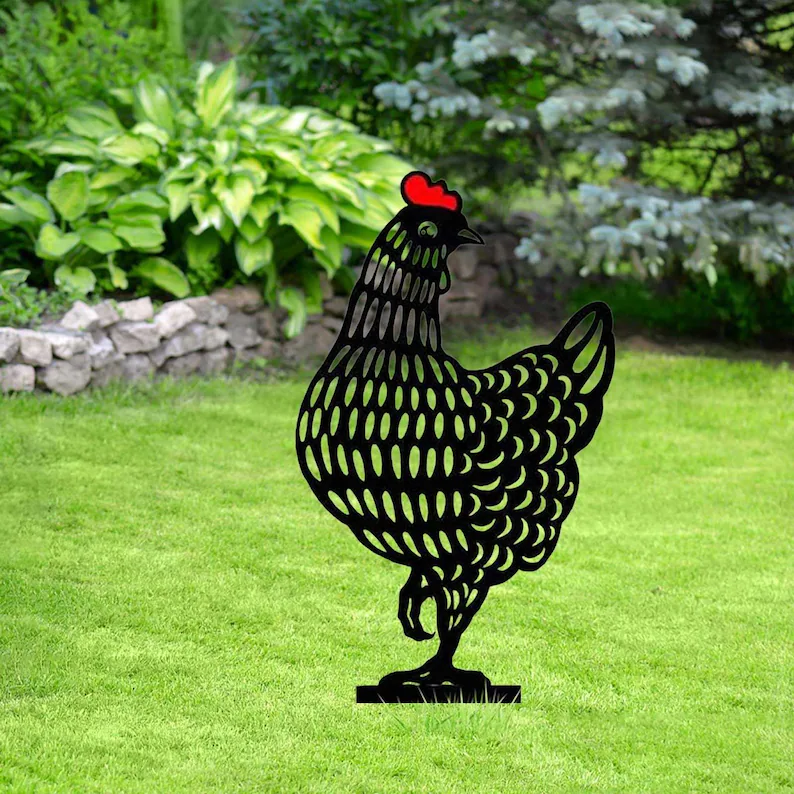 Garden Art-Metal Chicken Stake