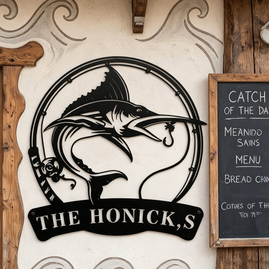 Choose Your Fish Monogram Metal Sign