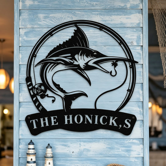Choose Your Fish Monogram Metal Sign