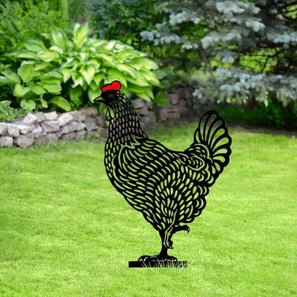 Garden Art-Metal Chicken Stake