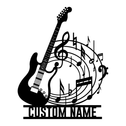 Personalized Electric Guitar Metal Sign LED Lights