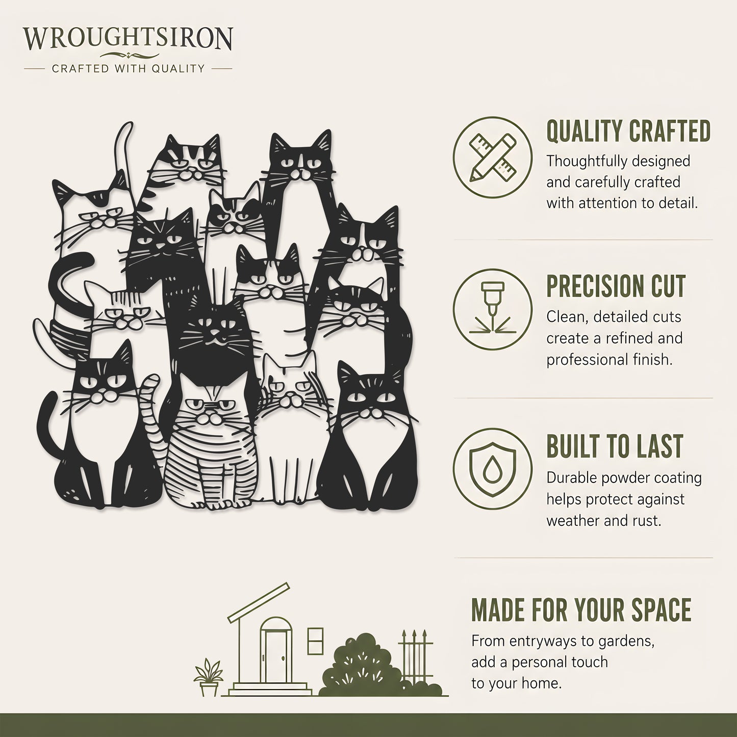 Funny Cats Metal Wall Art-Whimsical Feline Decor