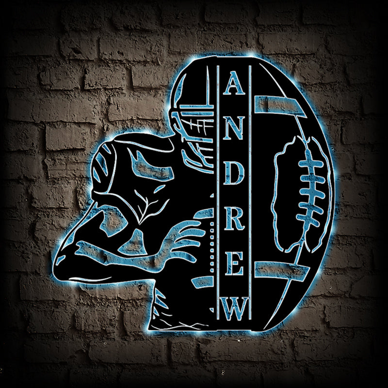 Custom Football Player Metal Sign With LED Lights