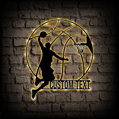 Custom Basketball Boy Metal Sign With LED Lights