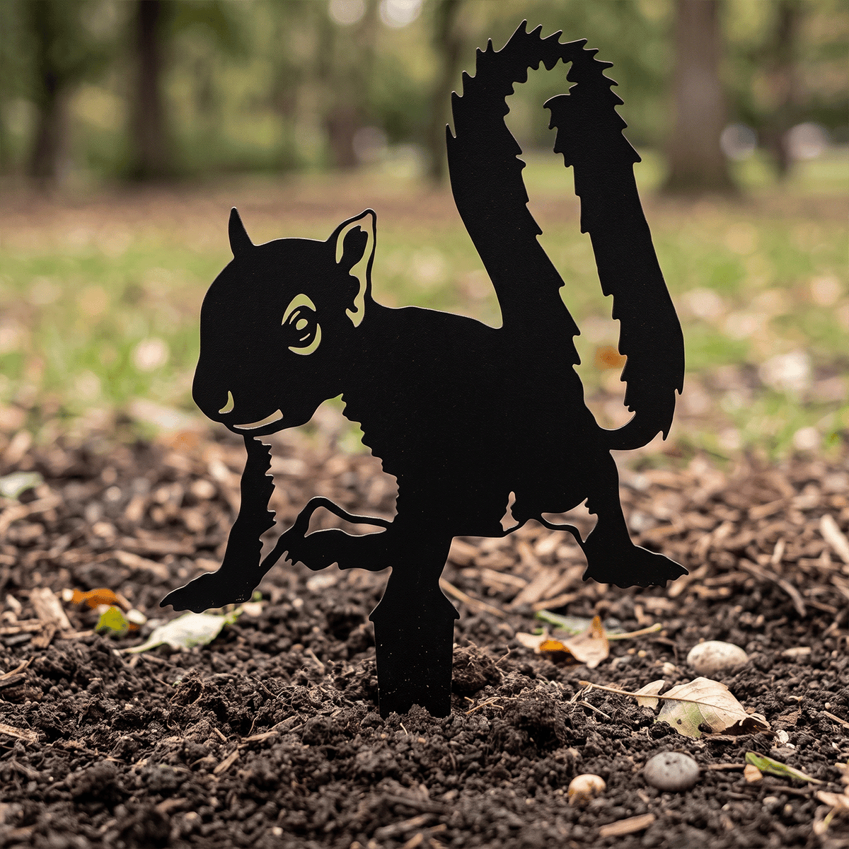 Rabbit and Squirrel Set of 4 Yard Stakes|Metal Home Decor|Metal Yard Art