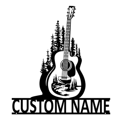 Custom Acoustic Guitar Metal Wall Art With LED Lights