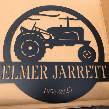 Custom Tractor Monogram Metal Sign