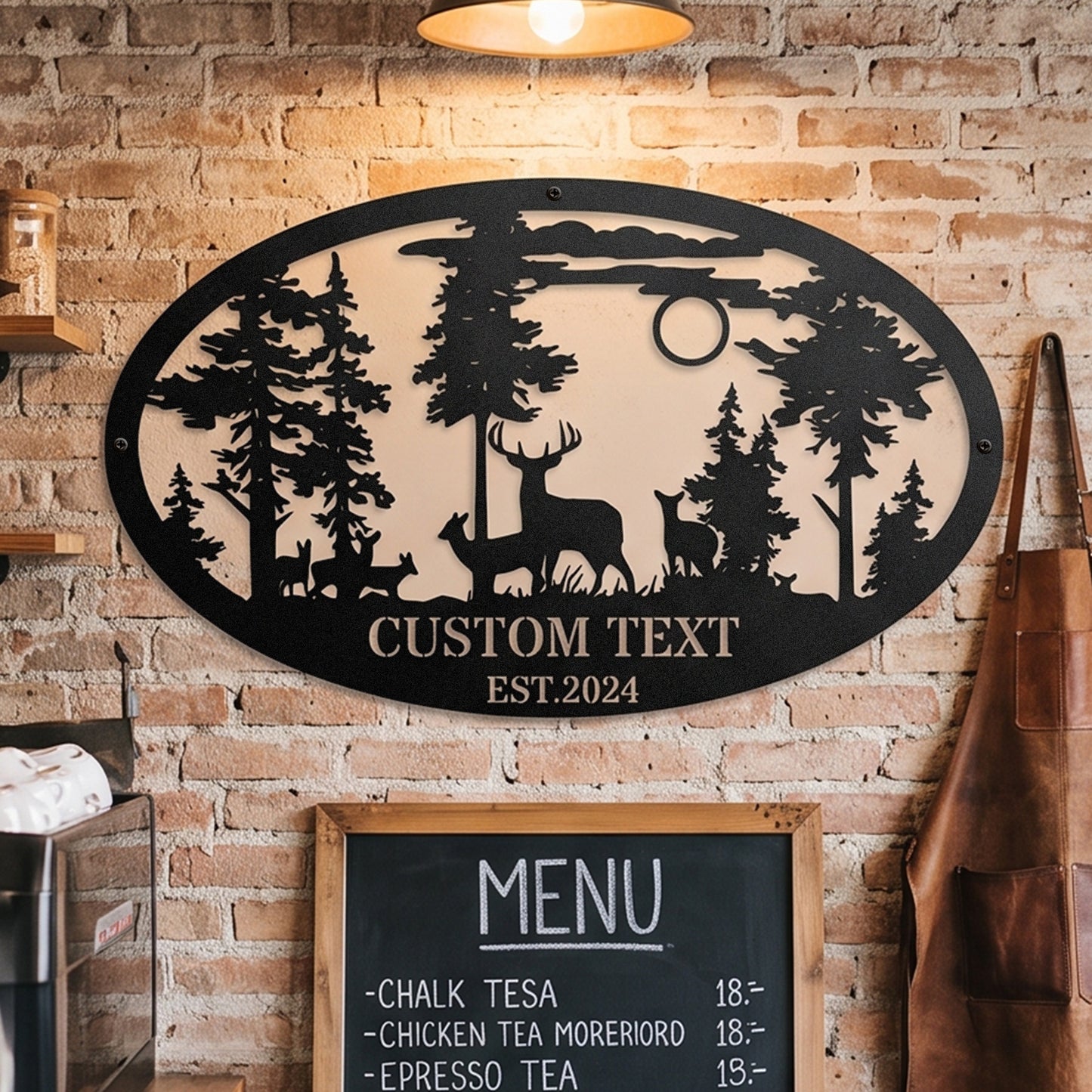 Personalized Oval Deer Metal Cabin Sign